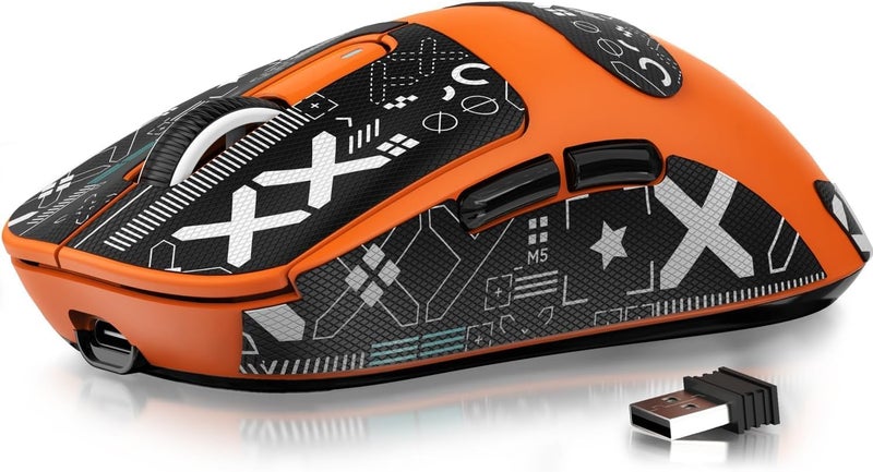 MANBASNAKE Attack Shark X3 Wireless Gaming Mouse, 49g Triple Mode Ergonomic Computer Mouse, PAW3395 26K DPI Sensor, 200h Battery Life, Griptape, Programmable Buttons for PC/Laptop/Mac (Orange) - Image 1